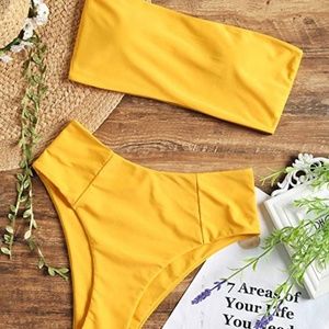 ZAFUL Women's Strapless High Cut Bandeau Bikini